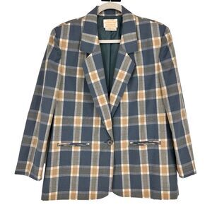 Vintage Pendleton Plaid Blazer in Blue and Tan